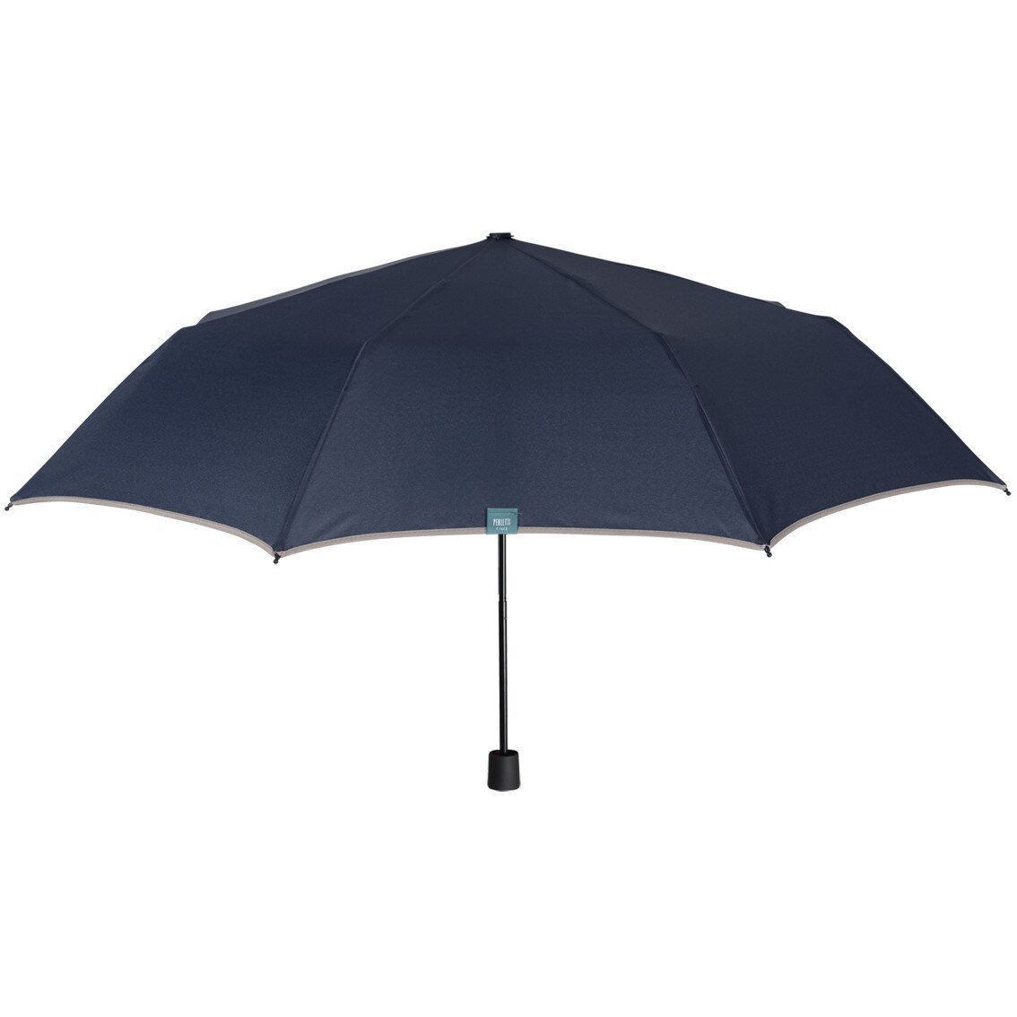 Umbrela mini pentru femei Perletti, pentru soare sau ploaie, rezistenta, cu margine reflectorizanta, Albastru Inchis