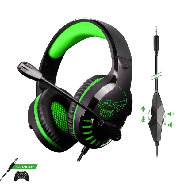 Casti gaming cu microfon, Spirit of Gamer, PRO-H3 Gamer, cu fir, Verde/Negru