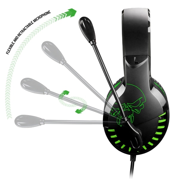 Casti gaming cu microfon, Spirit of Gamer, PRO-H3 Gamer, cu fir, Verde/Negru