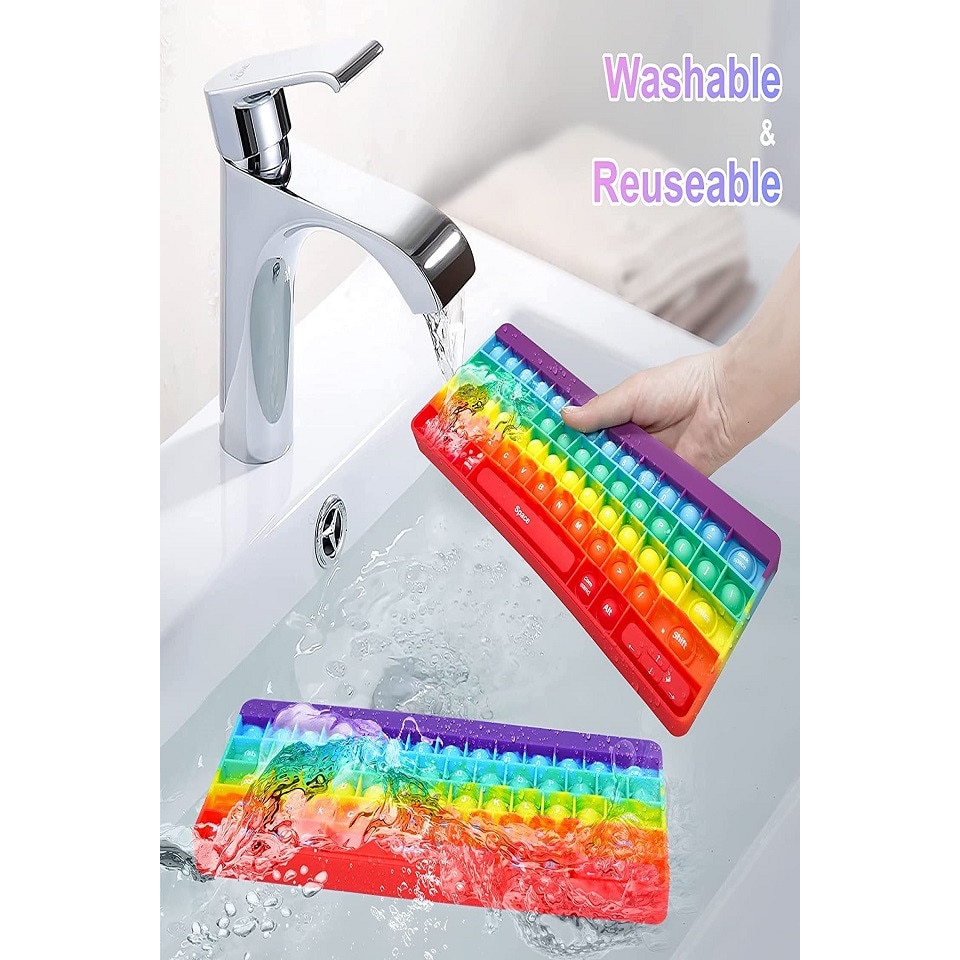 Jucarie Antistres Dinotoys, Forma Tastatura, Interactiva, Silicon, Multicolor, 11 x 27 cm