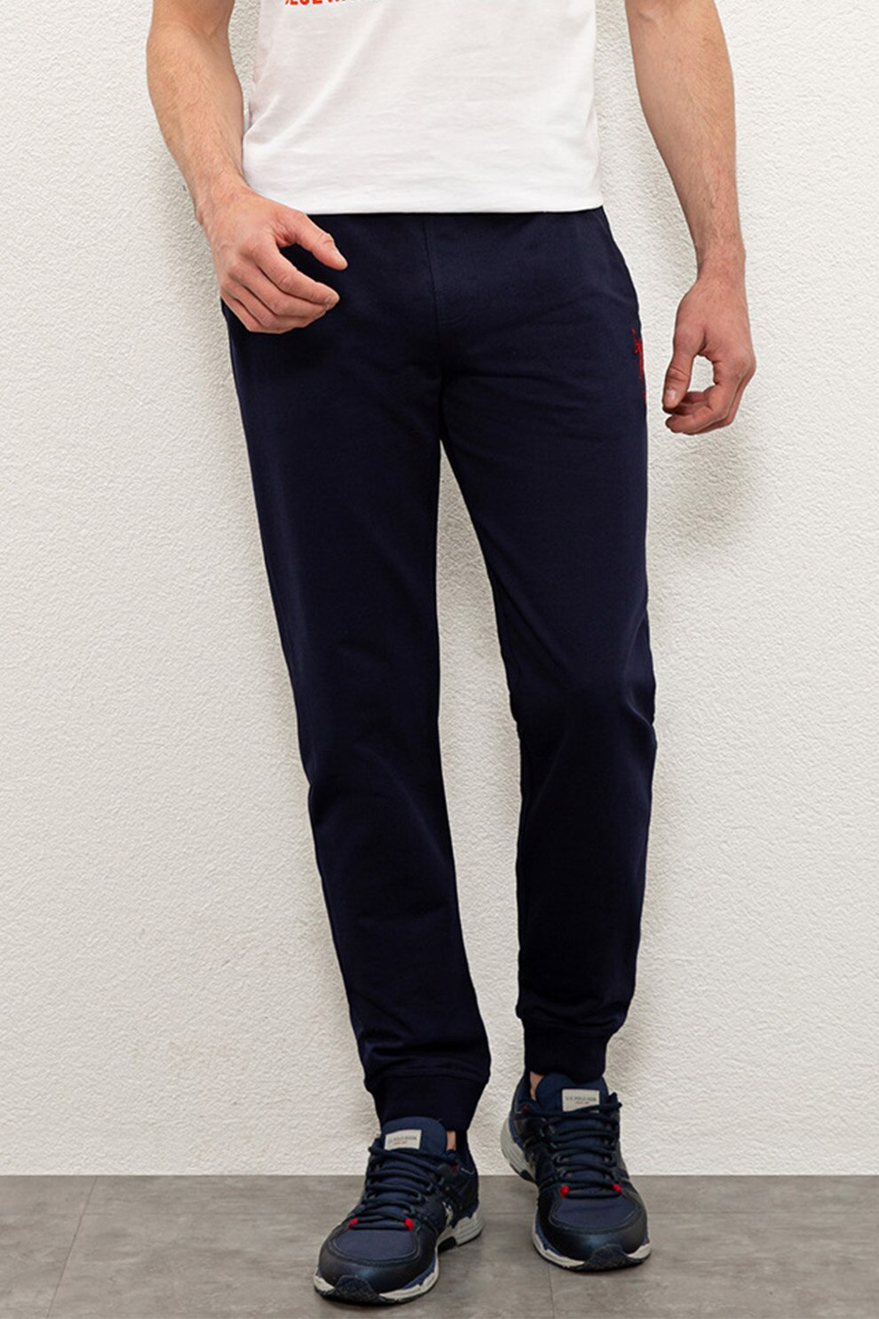 U.S. Polo Assn., Pantaloni sport din amestec de bumbac, Bleumarin inchis