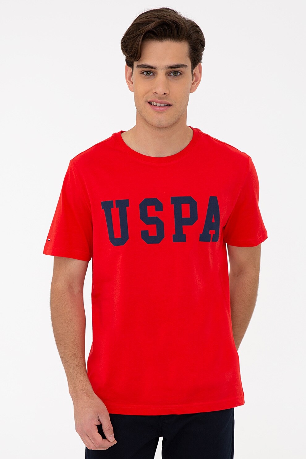 U.S. Polo Assn., Tricou regular fit cu imprimeu logo, Rosu/Bleumarin