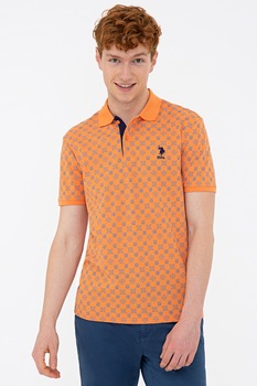 U.S. Polo Assn., Tricou polo cu imprimeu grafic, Oranj mandarina U.S. Polo Assn., Tricou polo cu imprimeu grafic, Oranj mandarina