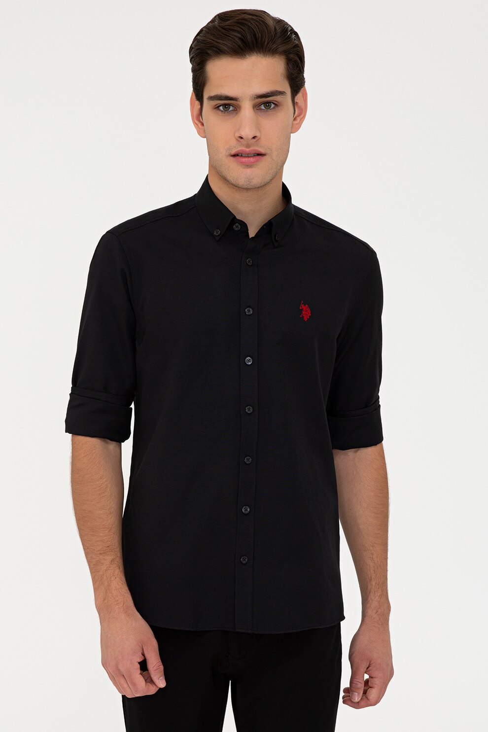 U.S. Polo Assn., Camasa slim fit cu guler fixat cu nasturi