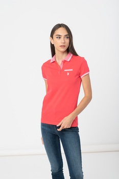 U.S. Polo Assn., Tricou polo slim fit din pique, Fucsia U.S. Polo Assn., Tricou polo slim fit din pique, Fucsia