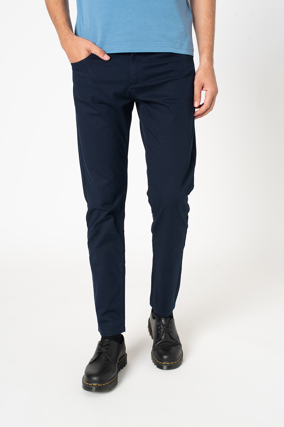 U.S. Polo Assn., Pantaloni slim fit cu talie medie, Bleumarin inchis