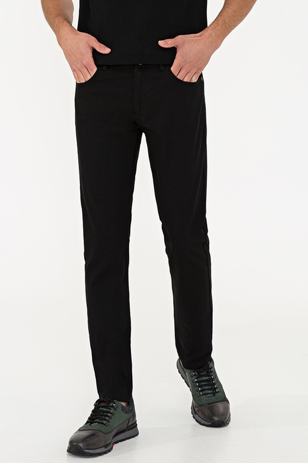 U.S. Polo Assn., Pantaloni slim fit cu talie medie, Negru