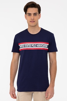 U.S. Polo Assn., Tricou slim fit cu imprimeu logo, Bleumarin U.S. Polo Assn., Tricou slim fit cu imprimeu logo, Bleumarin