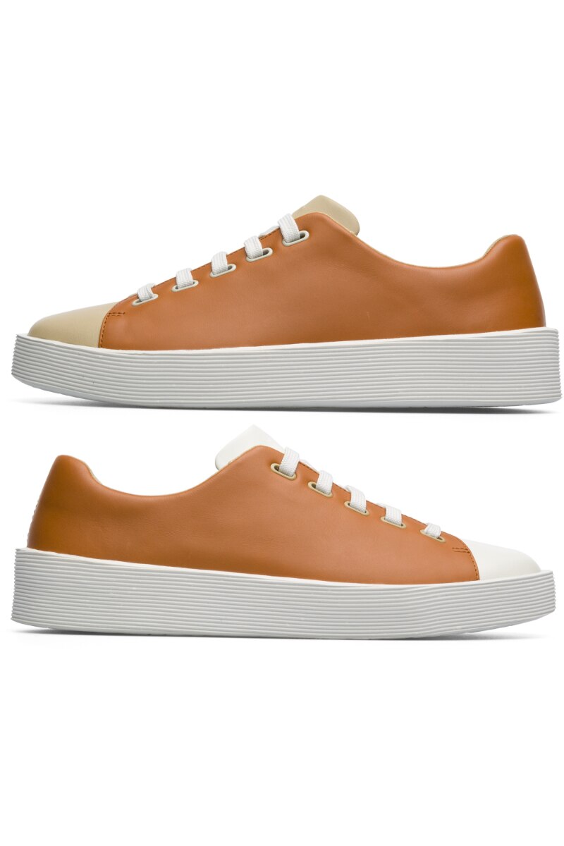 Pantofi sport Twins, Camper, Piele naturala, 41, Maro/Crem