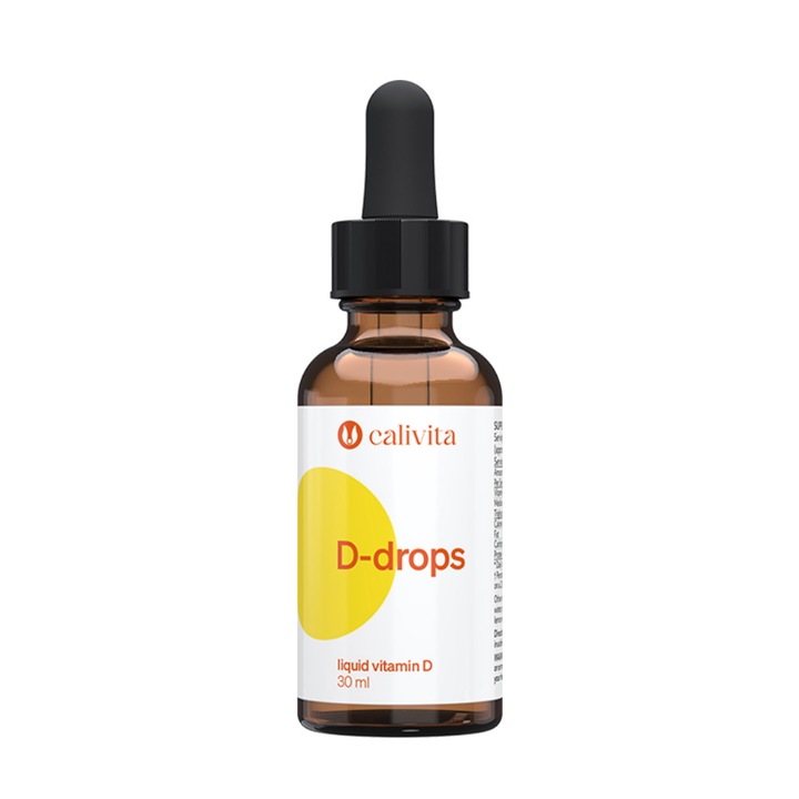 D-drops Vitamina D3 in Picaturi din Ficat de Cod pentru Adulti si Copii - Calivita