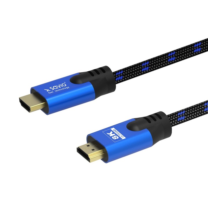 HDMI кабел, Professional, Savio CL-143, 8K Ultra High-Speed 48Gbps, 8K@60Hz, 4K@120Hz, Full HD @240Hz, Dynamic HDR, Dolby True HD, eARC, съвместим с Xbox, PlayStation4, PlayStation5, 3 м