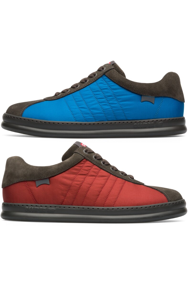 Pantofi sport Twins, Camper, Piele nabuc, 42, Rosu/Albastru