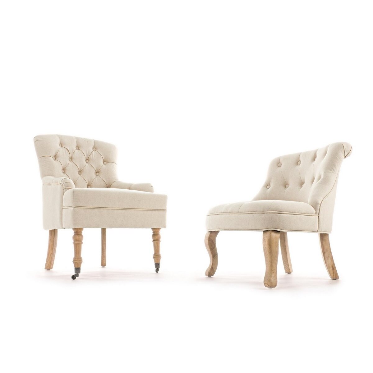 Fotoliu cu tapiterie din material textil bej si picioare din lemn natur Arlette 63 cm x 68 cm x 70 h