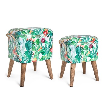 Set 2 tabureti piele ecologica cu picioare lemn natur Forestis 34 cm x 28.5 cm x 42 h, 37.5 cm x 34.5 cm x 47 h Set 2 tabureti piele ecologica cu picioare lemn natur Forestis 34 cm x 28.5 cm x 42 h, 37.5 cm x 34.5 cm x 47 h