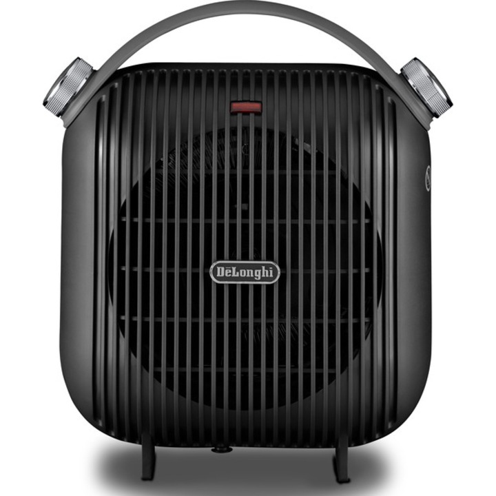 Вентилаторна печка De’Longhi HFS30C24.DG, 2400 W, 2 степени на мощност, Регулируем термостат, Етап на студен въздух, Защита от прегряване, Защита от замръзване, Черен