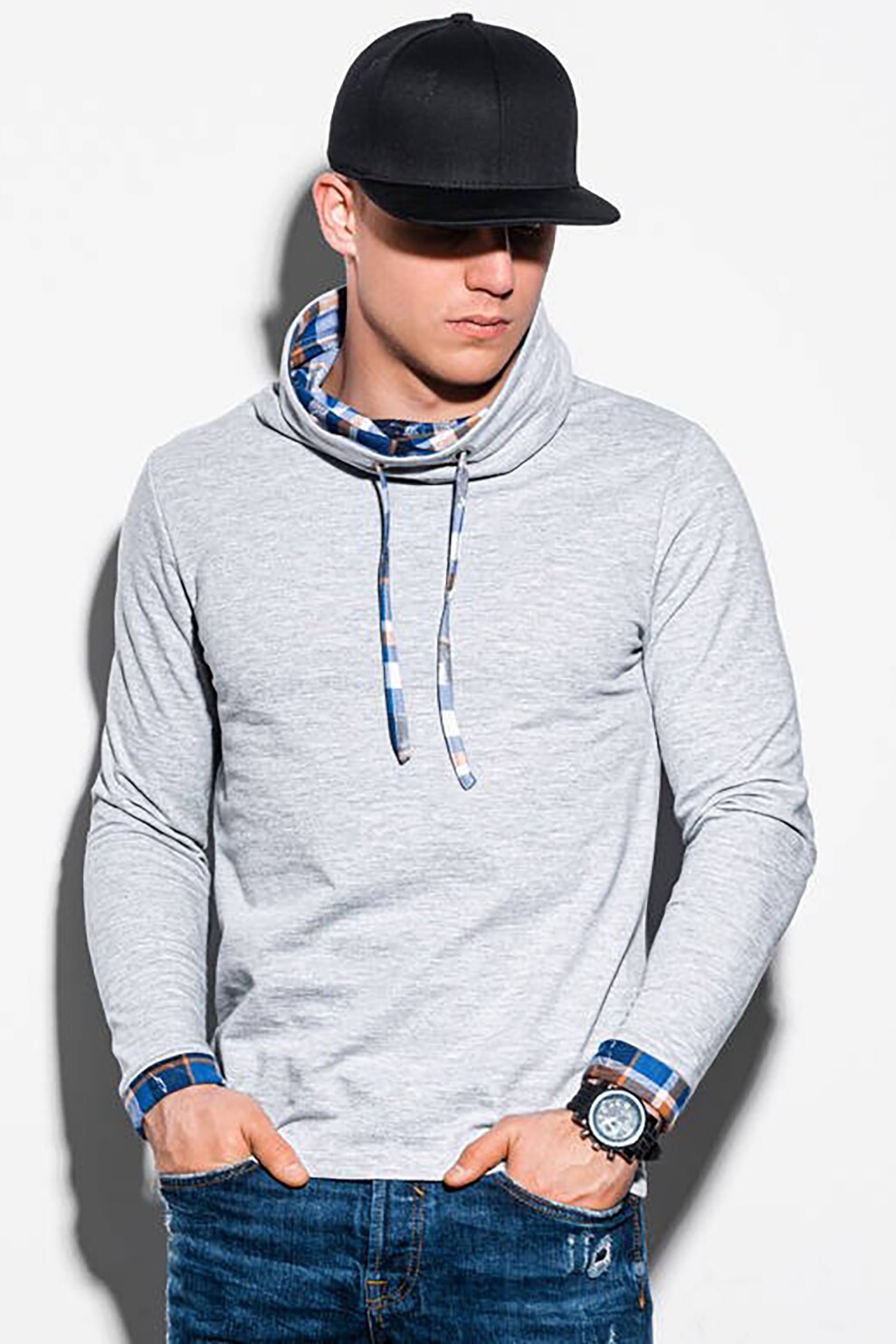 OMBRE, Hanorac din amestec de bumbac, Gri deschis melange