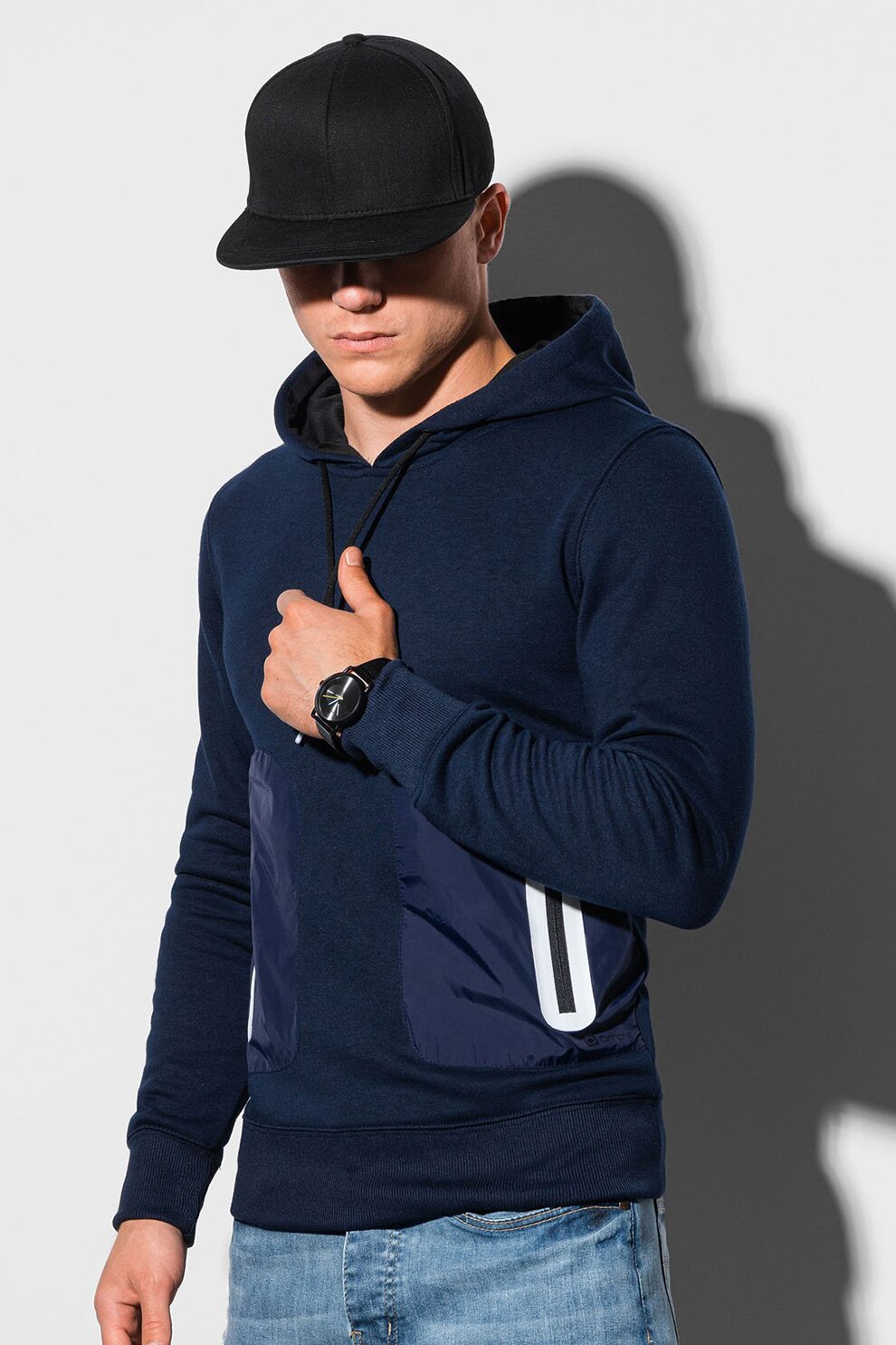 OMBRE, Hanorac cu buzunare cu fermoar, Bleumarin