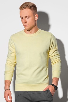 OMBRE, Bluza sport de bumbac cu decolteu la baza gatului, Galben pal OMBRE, Bluza sport de bumbac cu decolteu la baza gatului, Galben pal