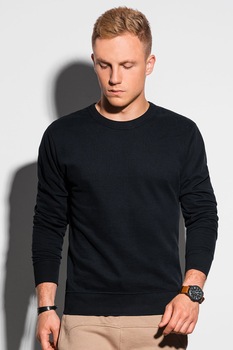 OMBRE, Bluza sport de bumbac cu decolteu la baza gatului, Negru OMBRE, Bluza sport de bumbac cu decolteu la baza gatului, Negru