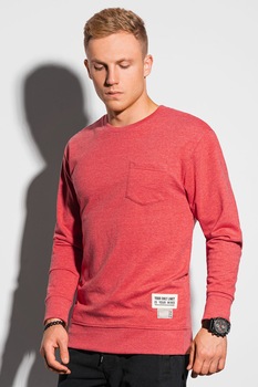 OMBRE, Bluza cu decolteu la baza gatului si buzunar pe piept, Corai OMBRE, Bluza cu decolteu la baza gatului si buzunar pe piept, Corai