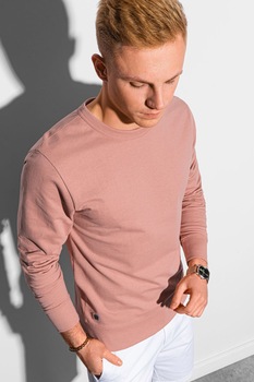 OMBRE, Bluza sport cu decolteu la baza gatului si terminatii striate, Roz prafuit OMBRE, Bluza sport cu decolteu la baza gatului si terminatii striate, Roz prafuit