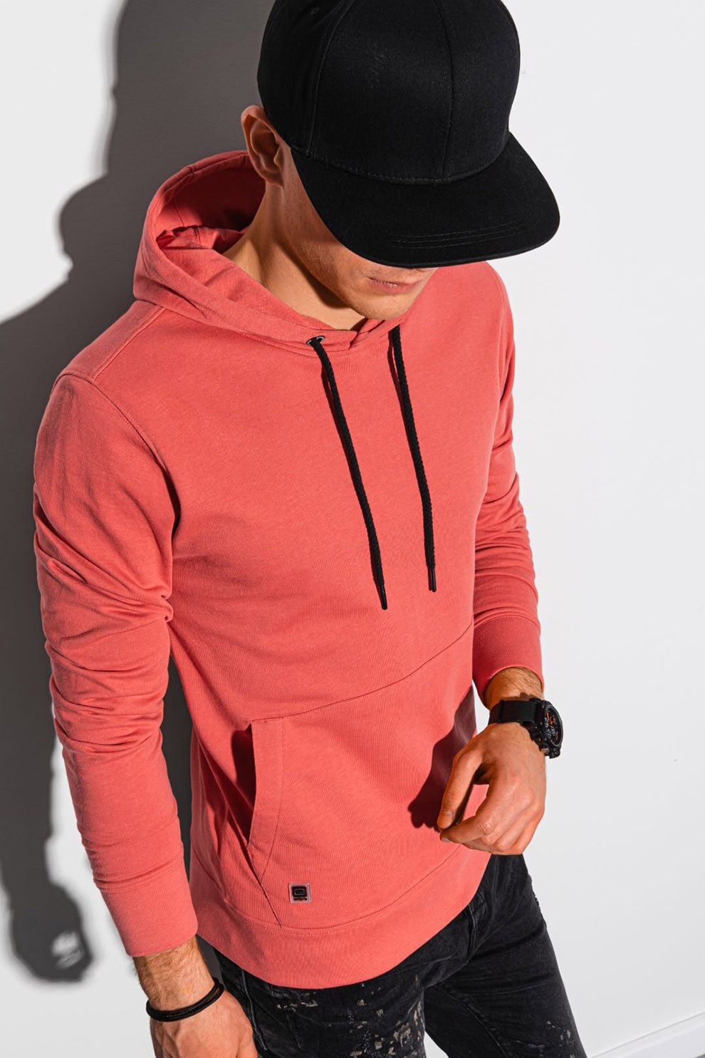 OMBRE, Hanorac din amestec de bumbac, cu buzunar kangaroo, Roz