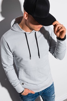 OMBRE, Hanorac din amestec de bumbac, cu buzunar kangaroo, Gri deschis OMBRE, Hanorac din amestec de bumbac, cu buzunar kangaroo, Gri deschis