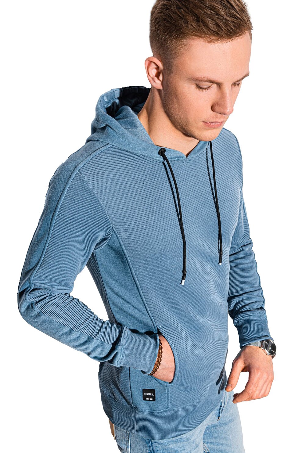 OMBRE, Hanorac cu maneci lungi si snur, Albastru lavanda