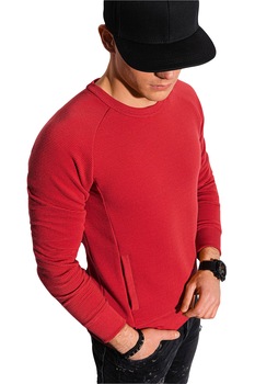 OMBRE, Bluza sport cu decolteu rotund si buzunare frontale, Rosu OMBRE, Bluza sport cu decolteu rotund si buzunare frontale, Rosu