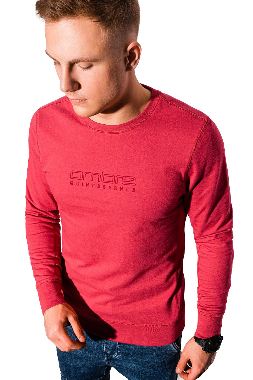 OMBRE, Bluza sport cu imprimeu logo, Rosu