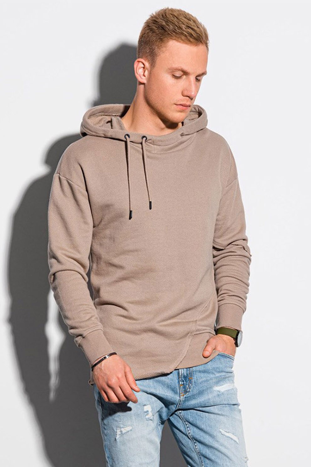 OMBRE, Hanorac asimetric din amestec de bumbac, Gri cenusa