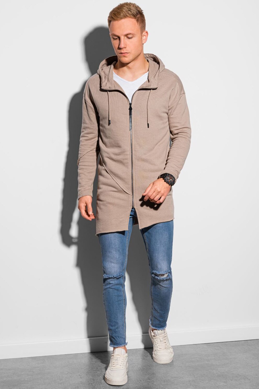 OMBRE, Hanorac asimetric cu fermoar, Gri cenusa