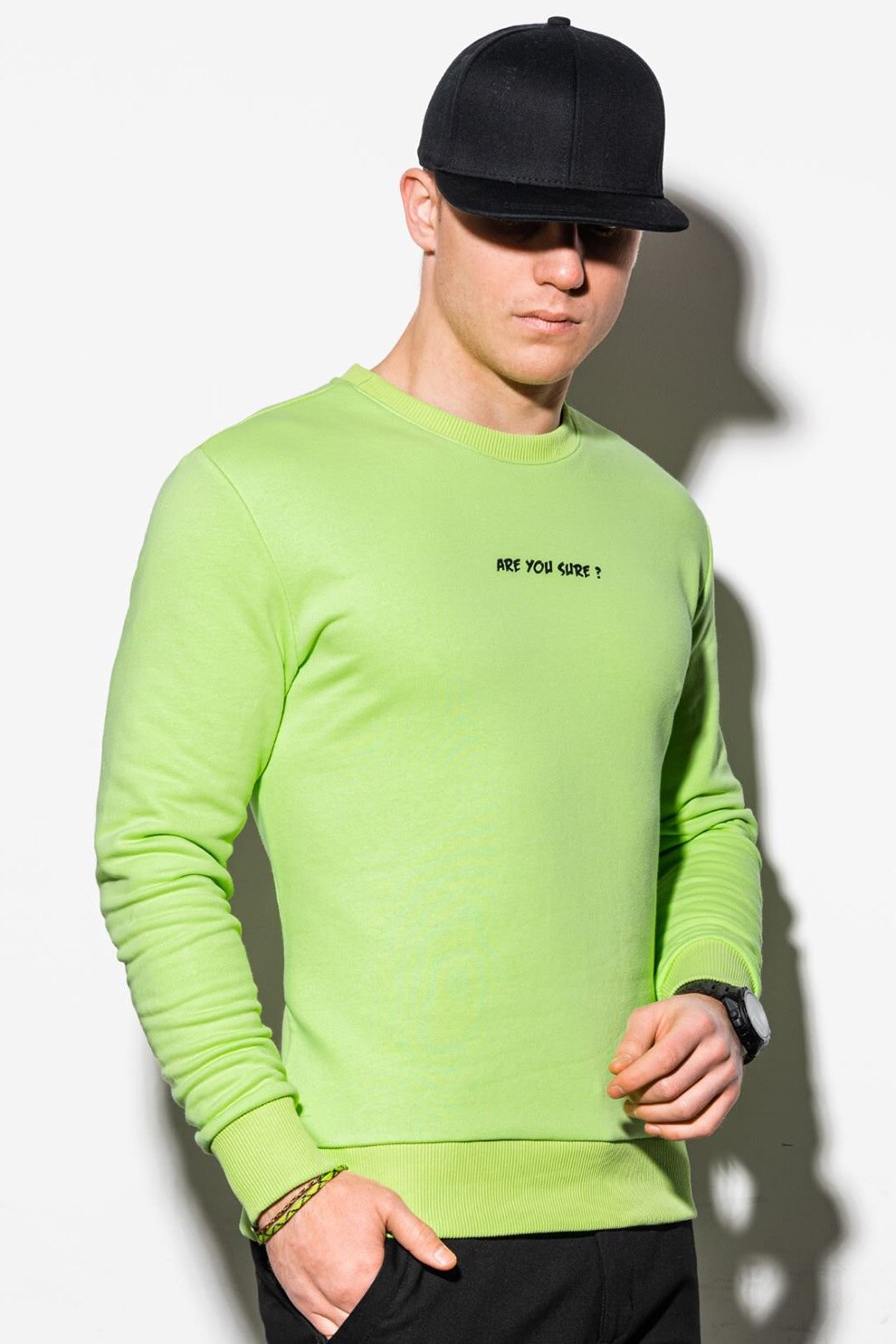 OMBRE, Bluza sport cu imprimeu text, Verde neon