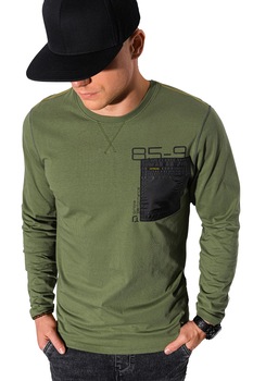 OMBRE, Bluza cu buzunar pe piept, Verde oliv OMBRE, Bluza cu buzunar pe piept, Verde oliv