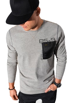 OMBRE, Bluza cu buzunar pe piept, Gri melange OMBRE, Bluza cu buzunar pe piept, Gri melange