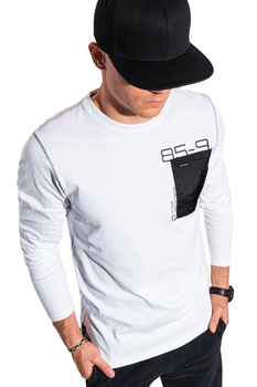 OMBRE, Bluza cu buzunar pe piept, Alb optic/Negru OMBRE, Bluza cu buzunar pe piept, Alb optic/Negru