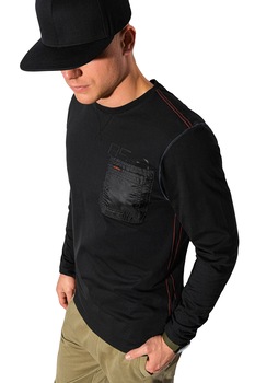 OMBRE, Bluza cu buzunar pe piept, Negru OMBRE, Bluza cu buzunar pe piept, Negru