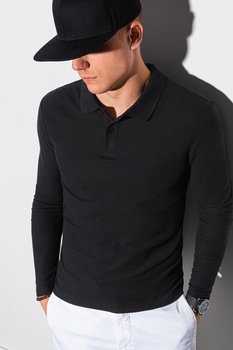 OMBRE, Bluza polo din bumbac, Negru OMBRE, Bluza polo din bumbac, Negru