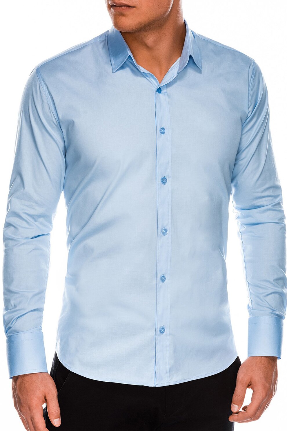 OMBRE, Camasa din amestec de bumbac, Albastru deschis