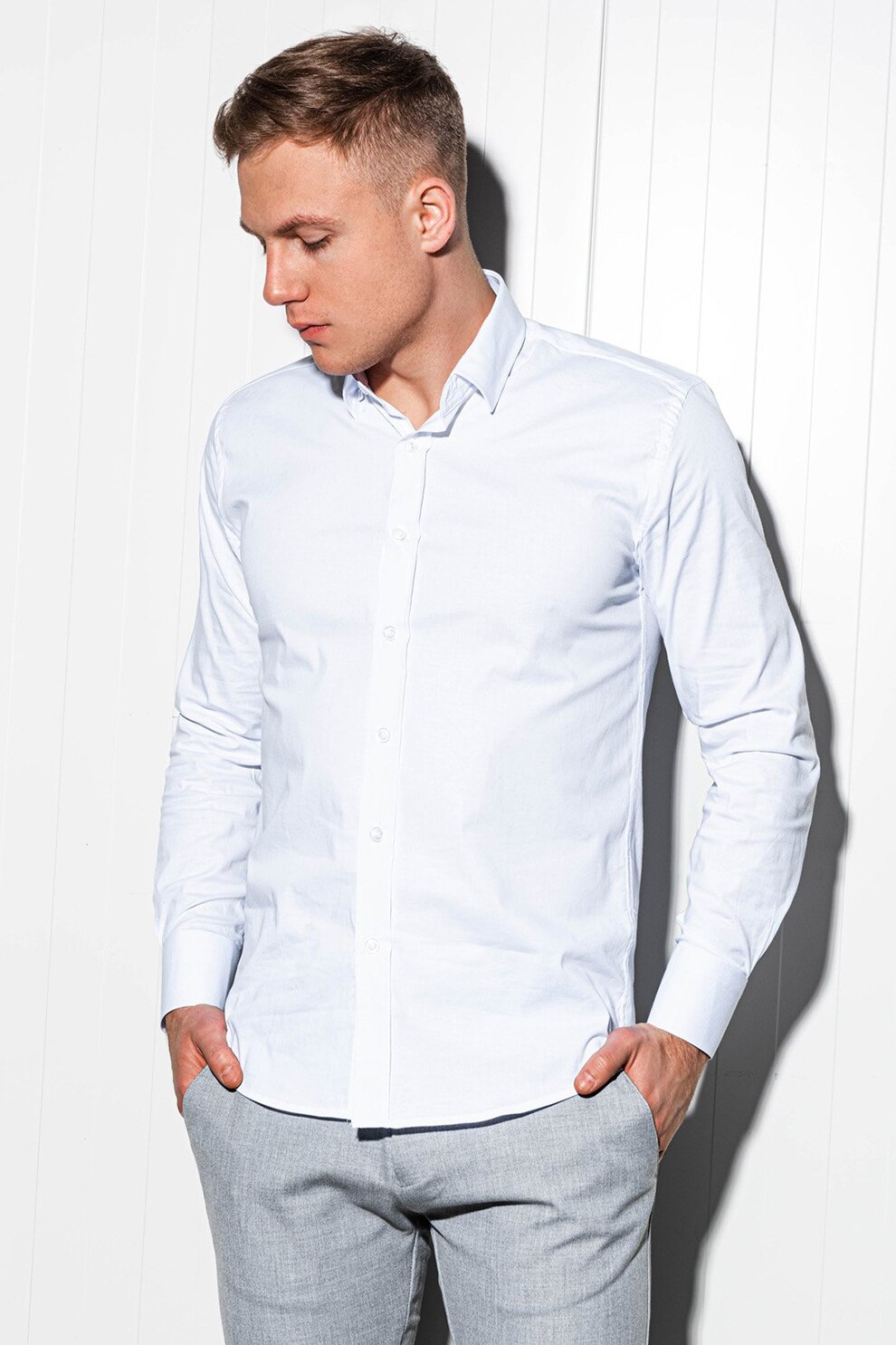 OMBRE, Camasa din amestec de bumbac, Alb