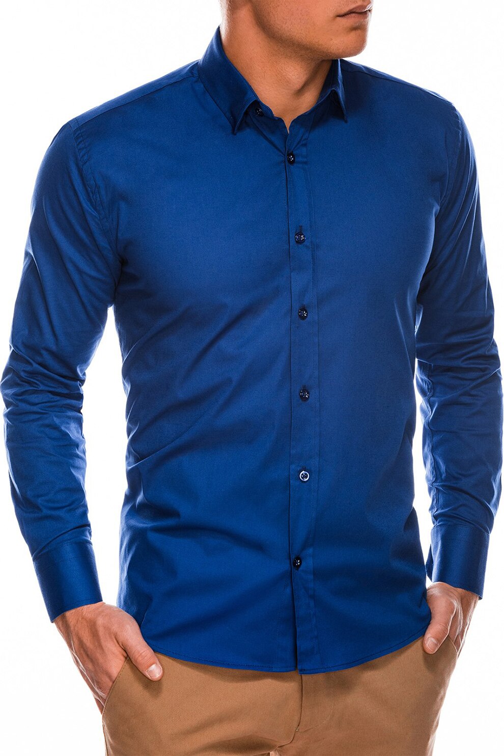 OMBRE, Camasa din amestec de bumbac, Albastru royal