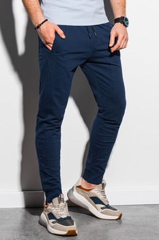 OMBRE, Pantaloni sport conici cu buzunare oblice, Bleumarin inchis OMBRE, Pantaloni sport conici cu buzunare oblice, Bleumarin inchis