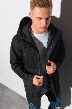 OMBRE, Geaca cu gluga, Negru OMBRE, Geaca cu gluga, Negru