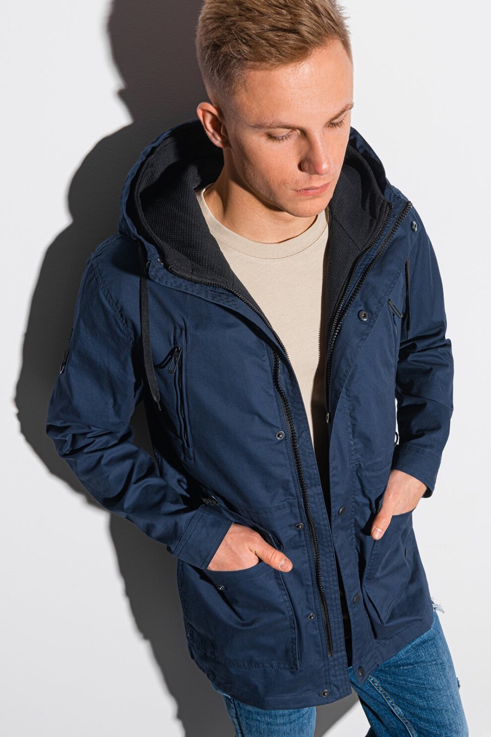 OMBRE, Geaca cu gluga, Bleumarin