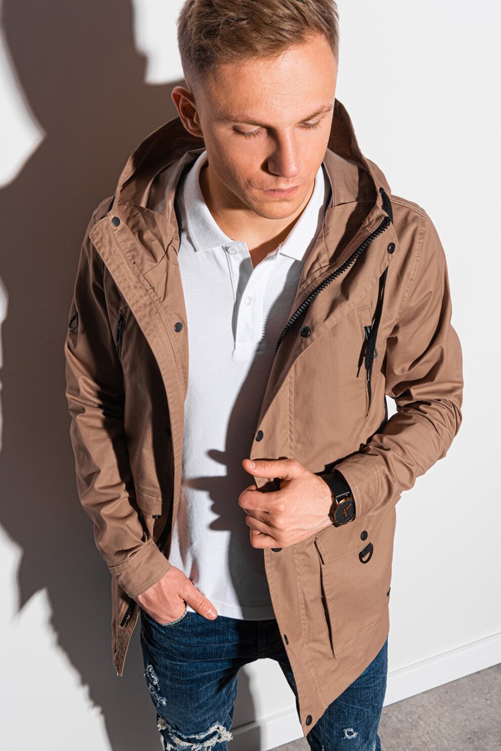 OMBRE, Geaca cu gluga, Cafeniu