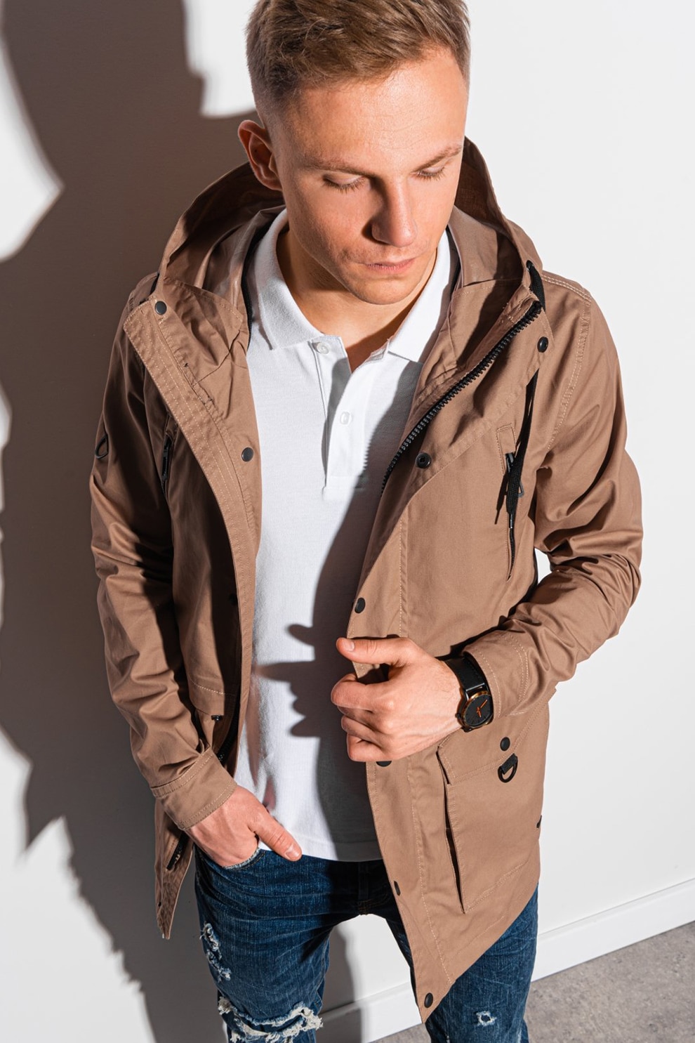 OMBRE, Geaca cu gluga, Cafeniu