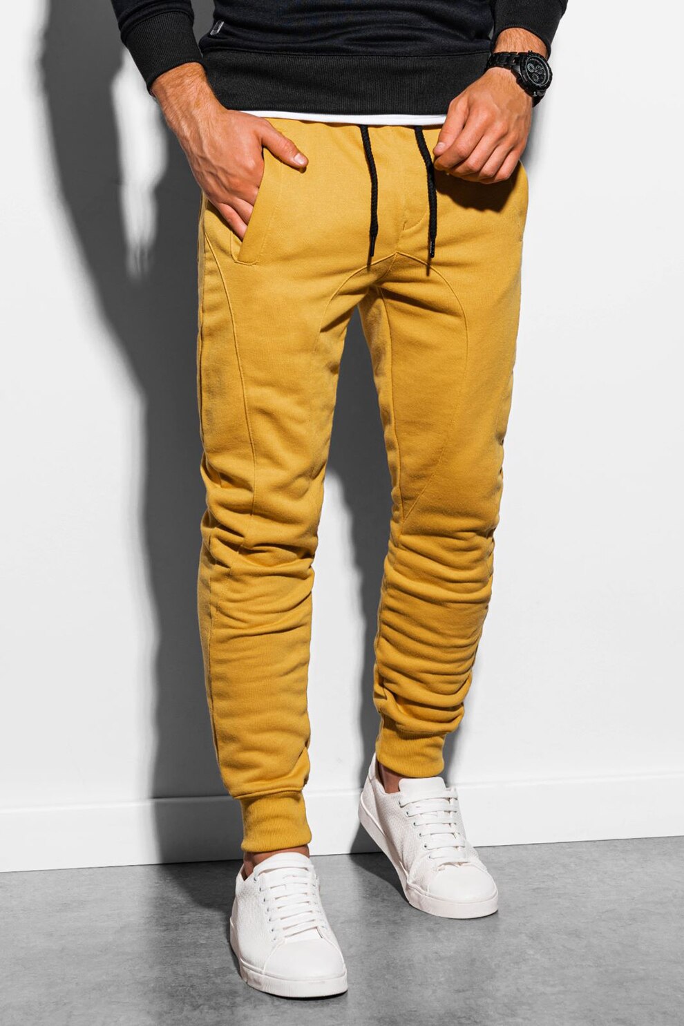 OMBRE, Pantaloni sport cu cusaturi accentuate, Galben