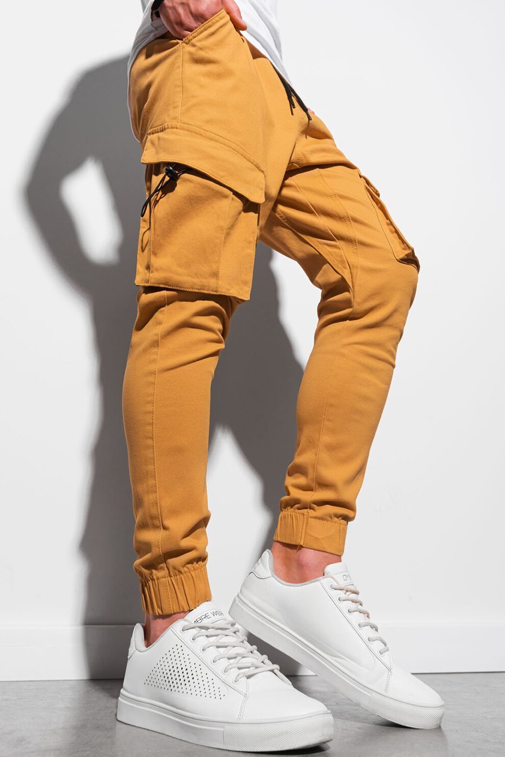 OMBRE, Pantaloni cargo cu snur, Oranj