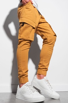 OMBRE, Pantaloni cargo cu snur, Oranj