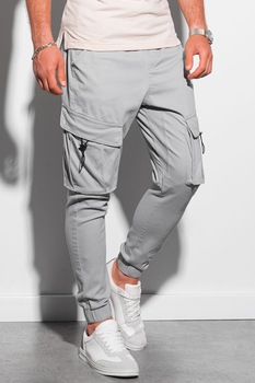OMBRE, Pantaloni cargo cu snur, Gri OMBRE, Pantaloni cargo cu snur, Gri